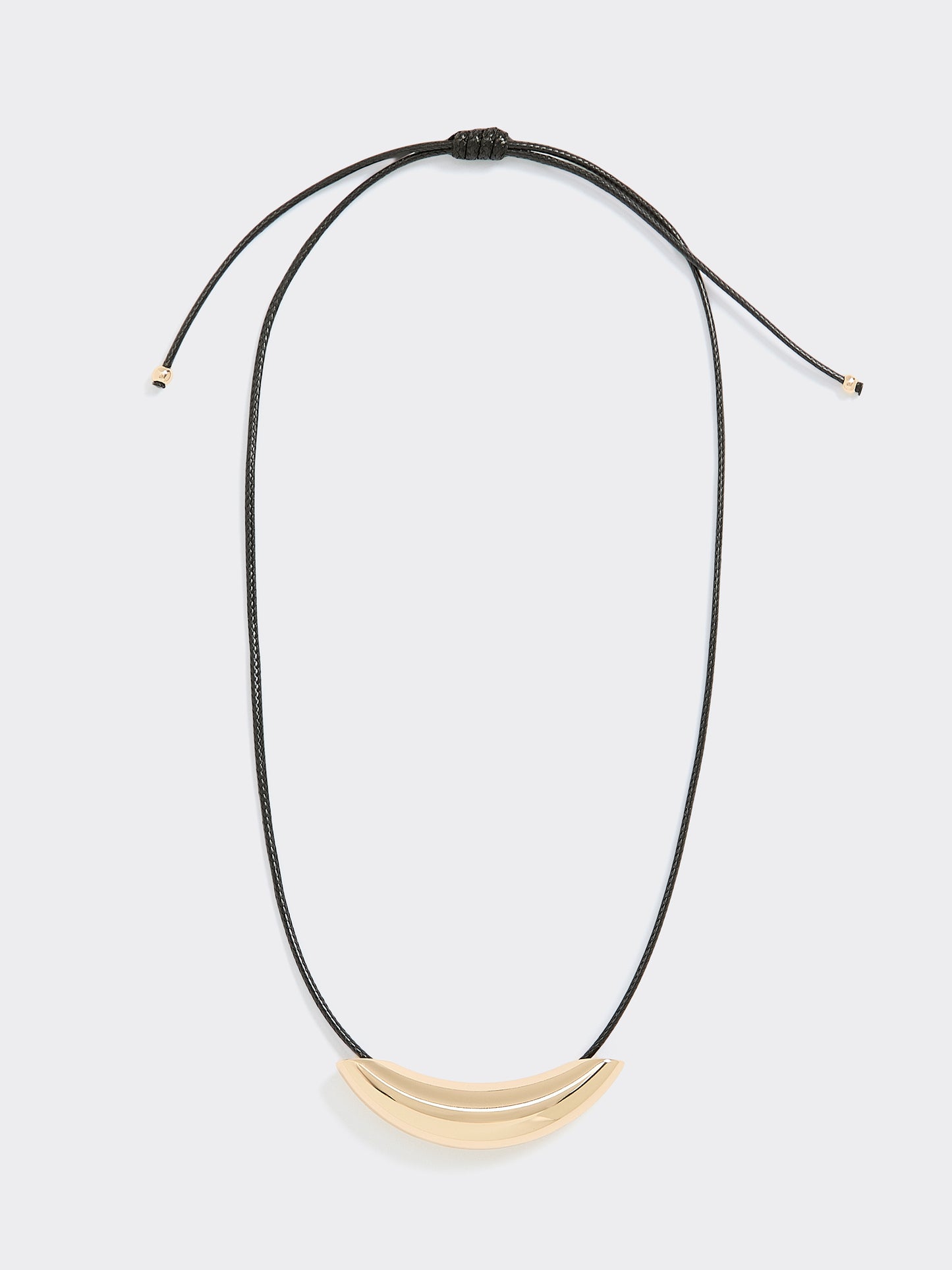 Cord Necklace with Stainless Steel Curbed Bar