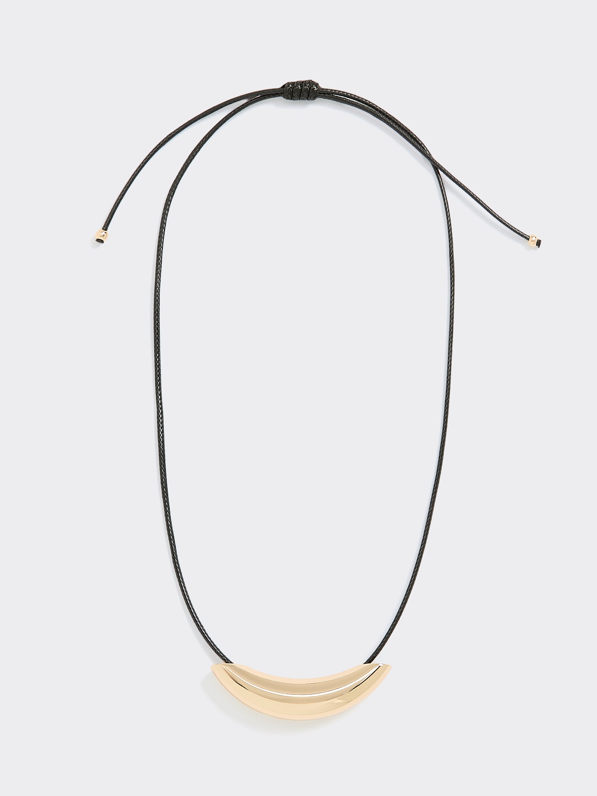 Cord Necklace with Stainless Steel Curbed Bar