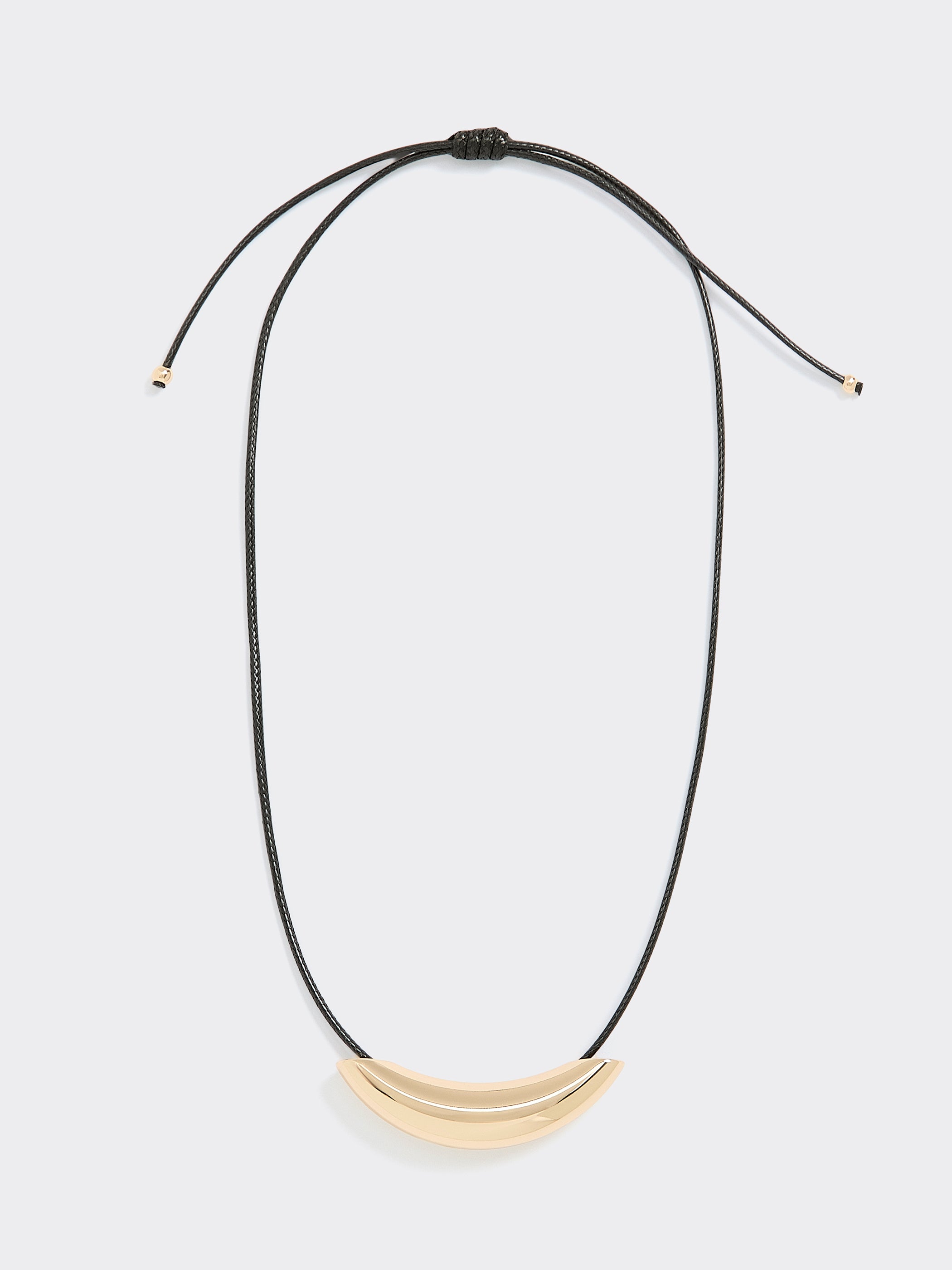 Cord Necklace with Stainless Steel Curbed Bar