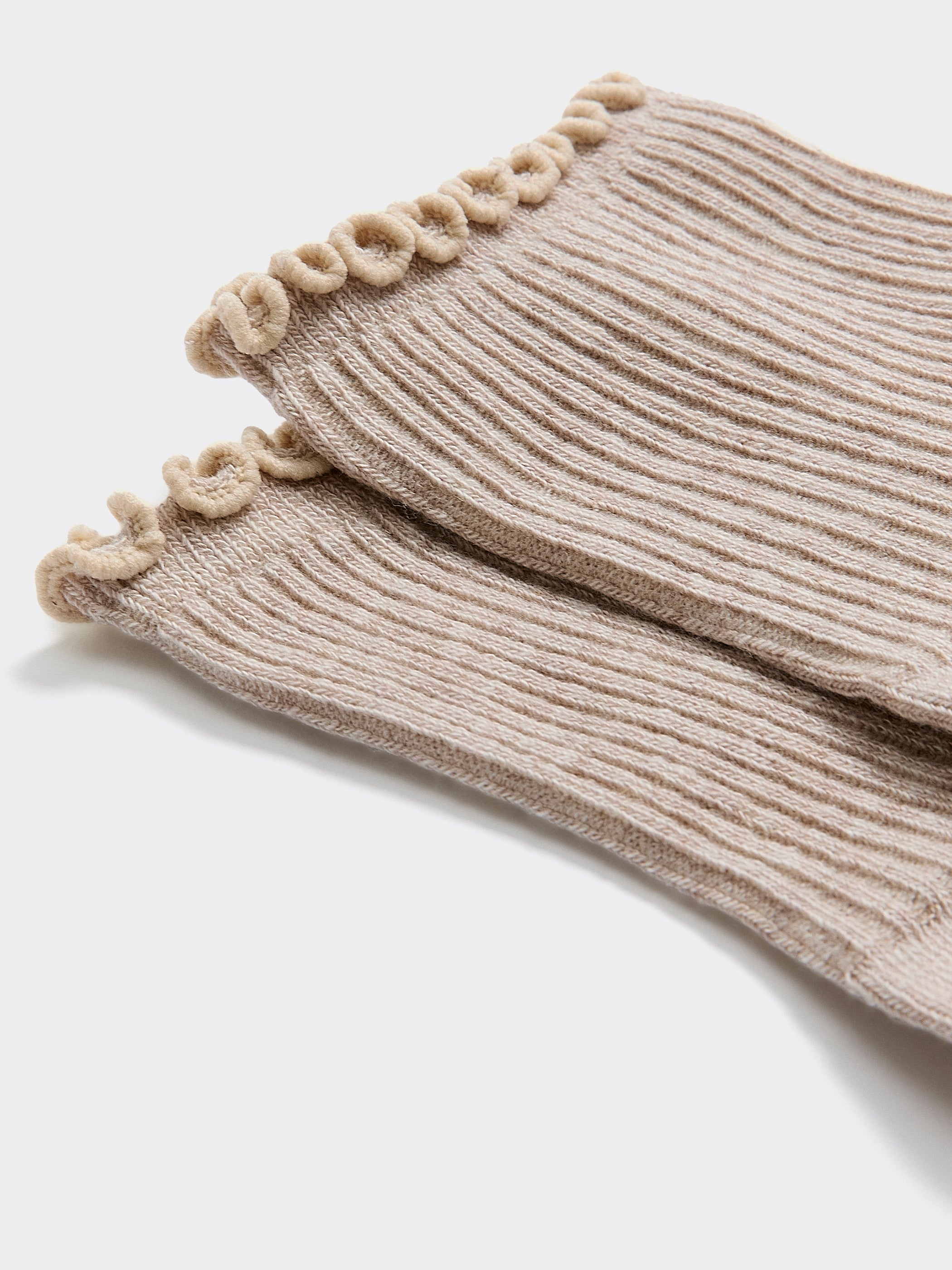 Bas cheville en coton avec ourlets ondulés