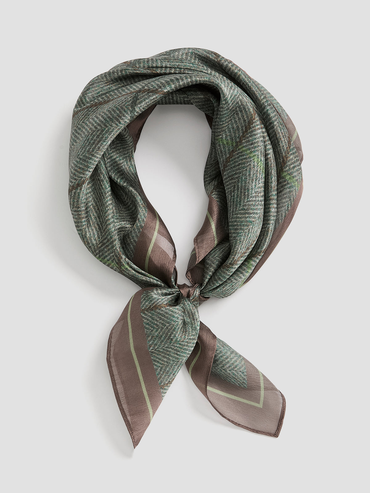 Square Satin Scarf with Herringbone Pattern