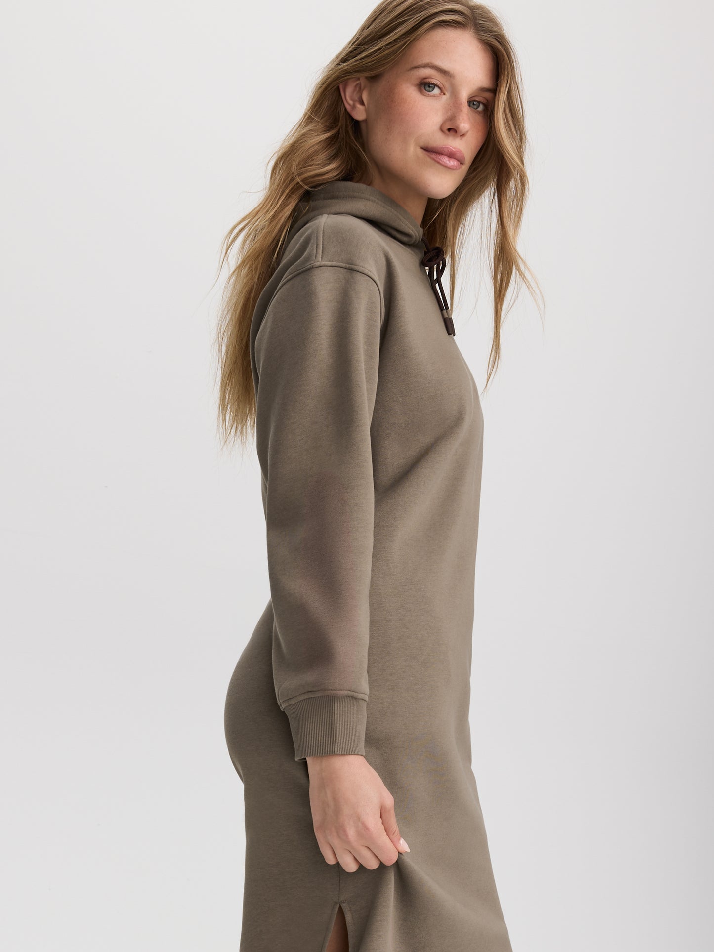 French Terry Hooded Midi Dress
