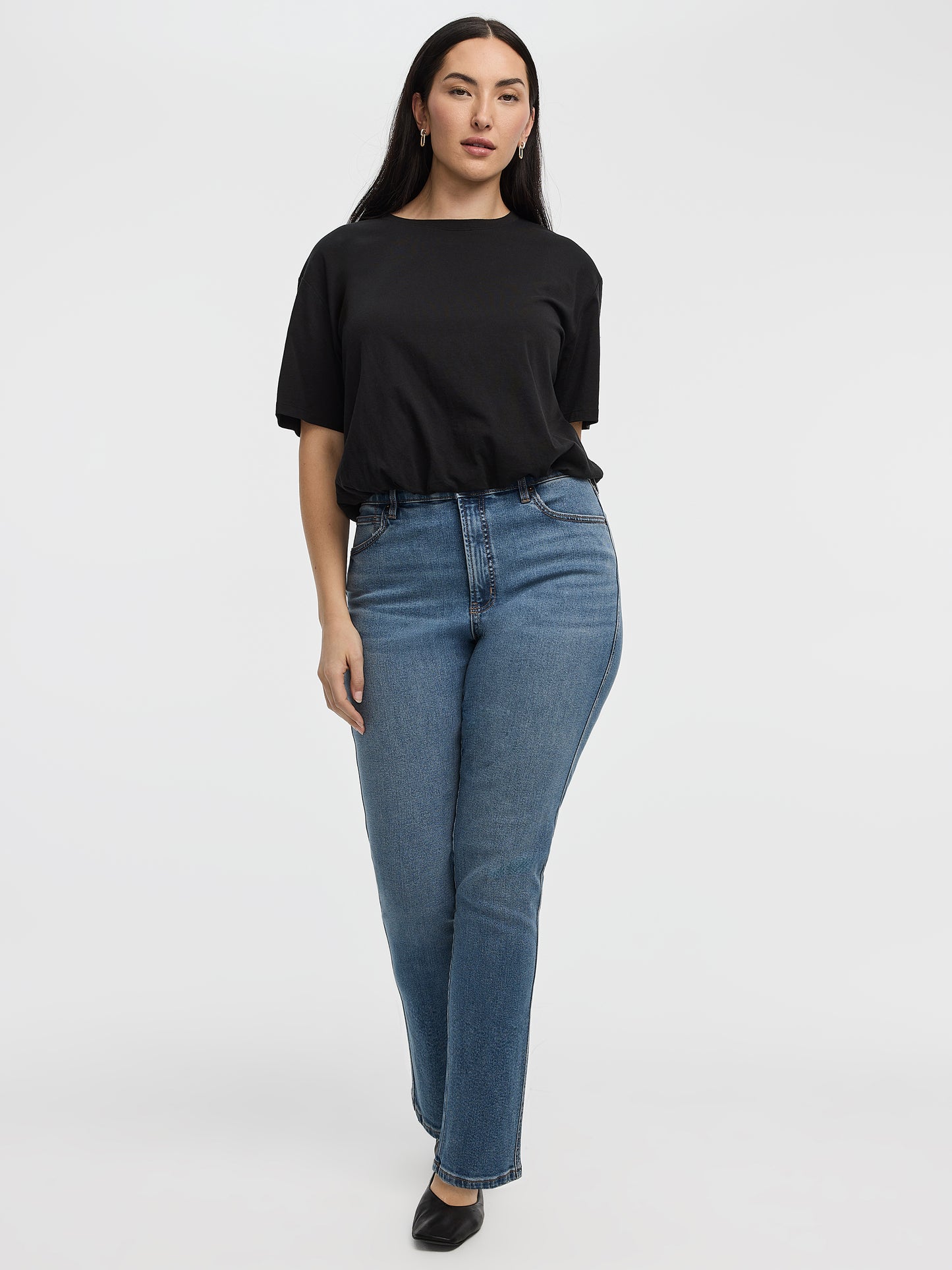 Jean taille haute à jambe étroite - Le Vintage - Coupe Courbes