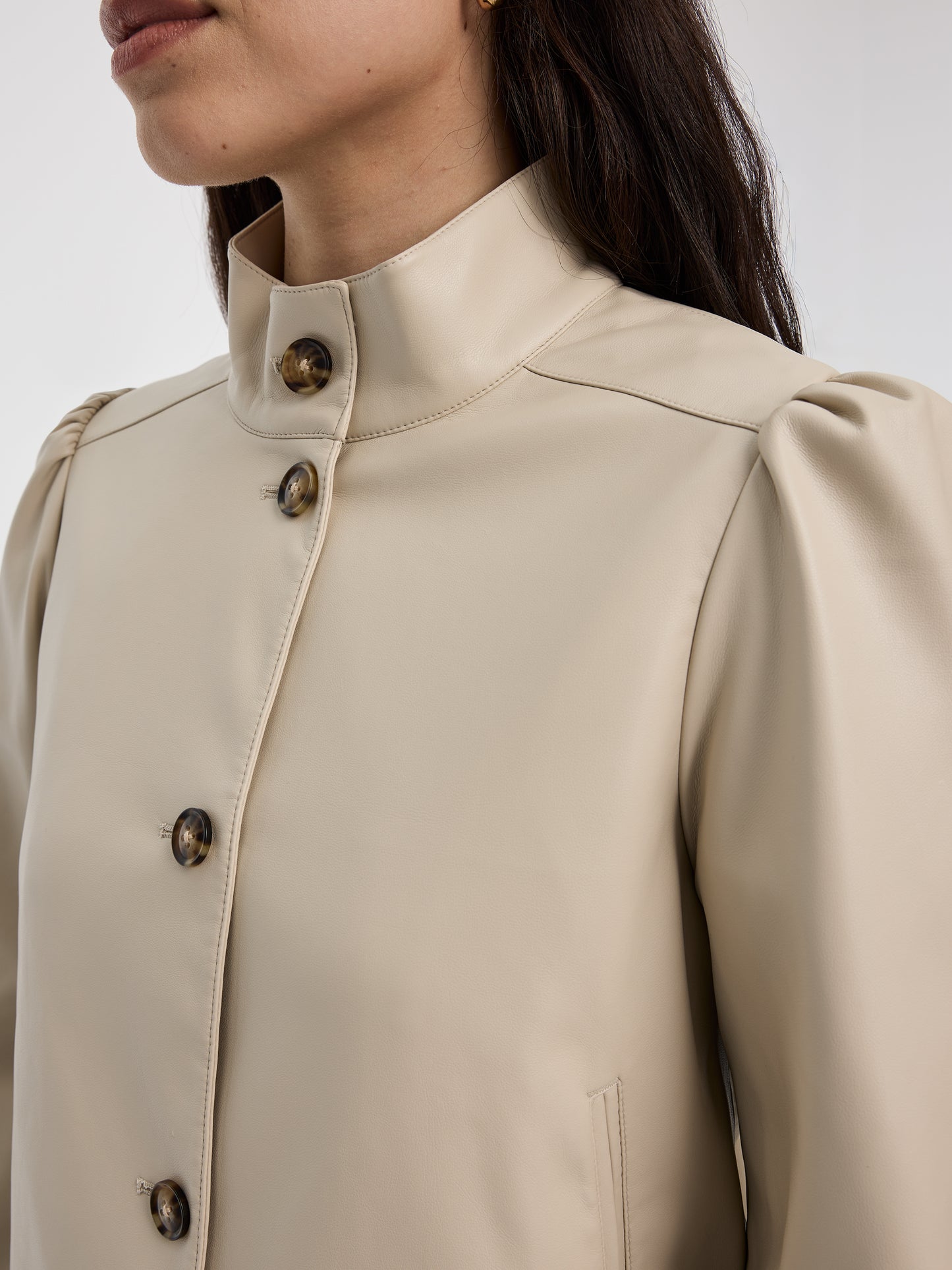 Cropped Faux Leather Jacket