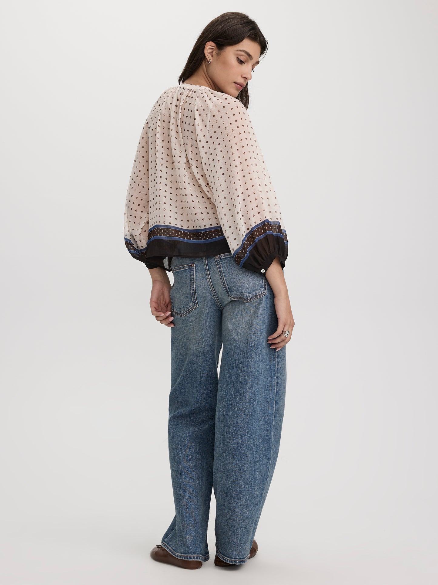 Long-Sleeve Loose Chiffon Blouse