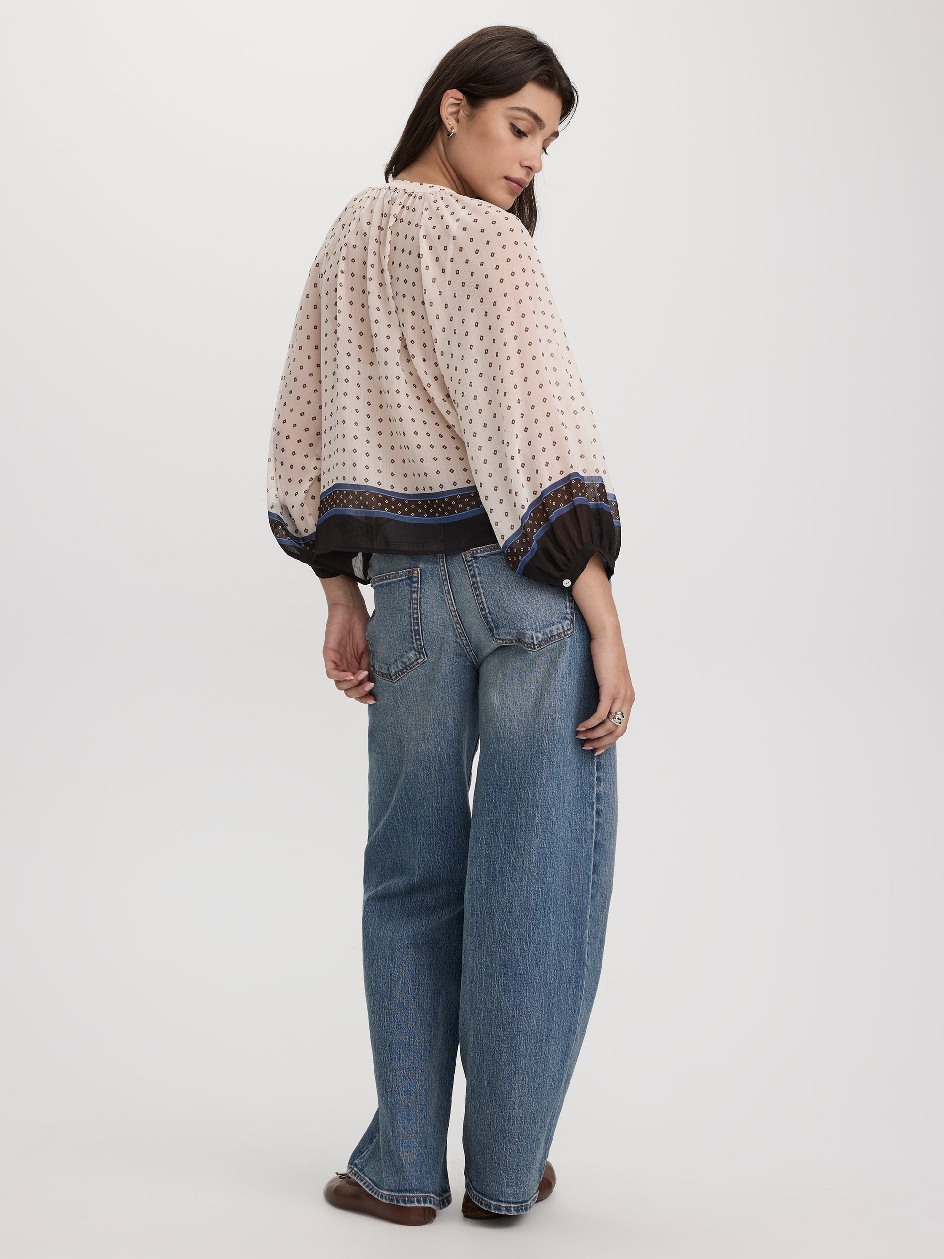 Long-Sleeve Loose Chiffon Blouse