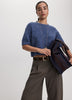 Short-Sleeve Crew-Neck Wool-Blend Sweater