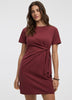 Short-Sleeve Fitted Dress with Knot Detail