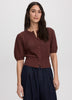 Short-Sleeve Crew-Neck Cardigan with Pointelle Stitches