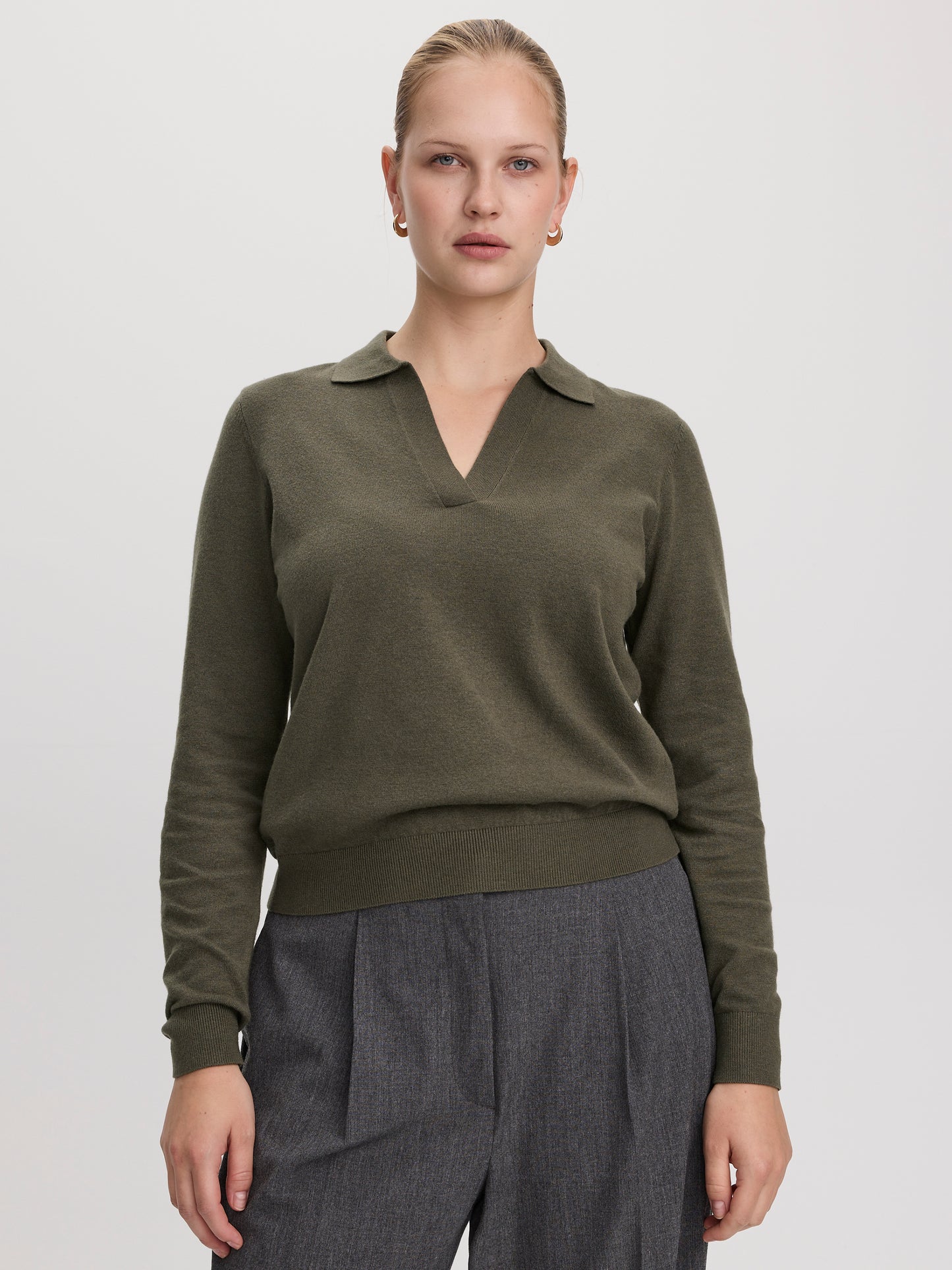 Long-Sleeve Sweater with Johnny Collar - R Essentials