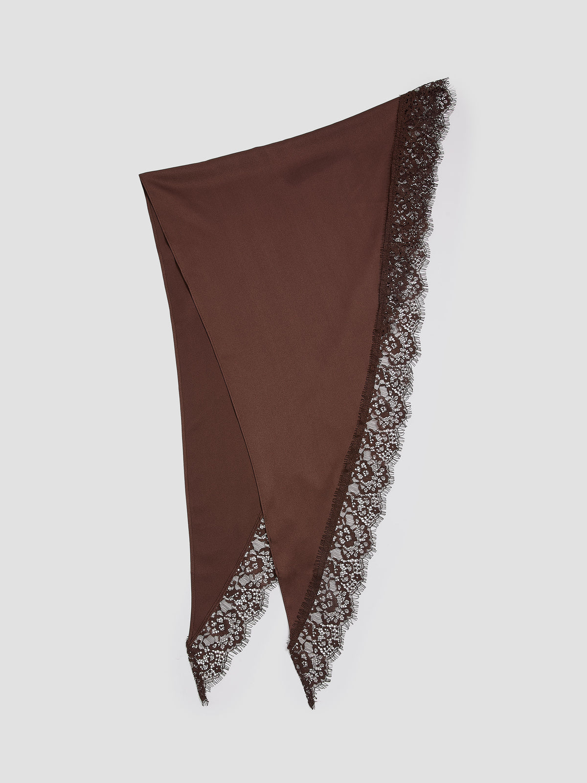 Satin Triangle Scarf with Lace Trim