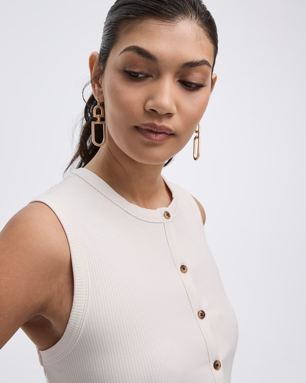 Buttoned-Down Crew-Neck Tank