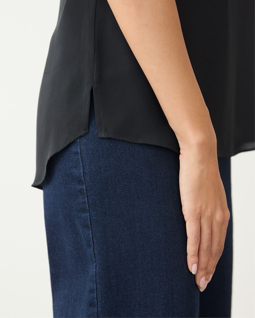 Cap Sleeve Split Neck Blouse - R Essentials