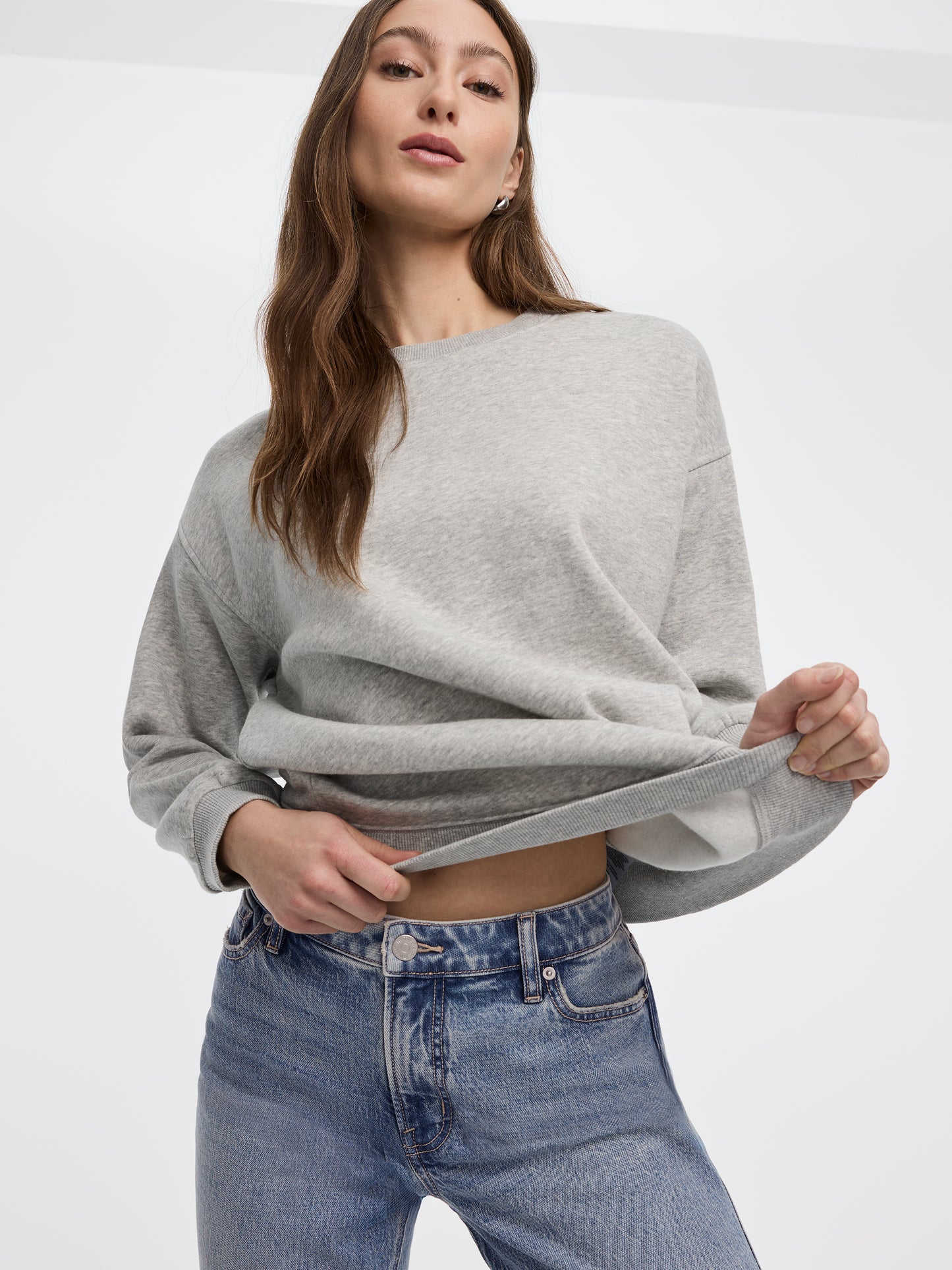 Pull long en molleton à col rond - R Essentiels