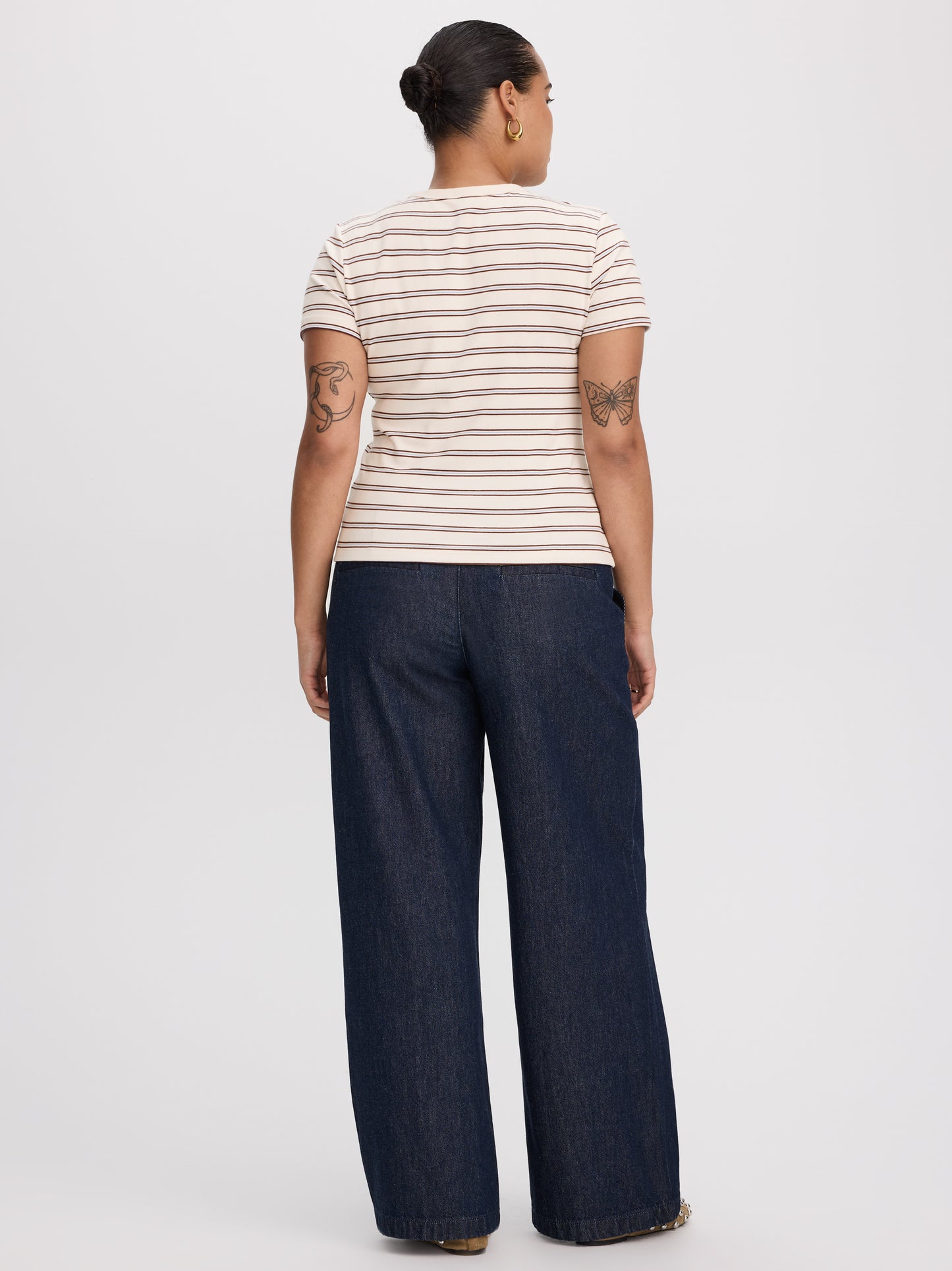 Striped Fitted Crew-Neck Ribbed T-Shirt