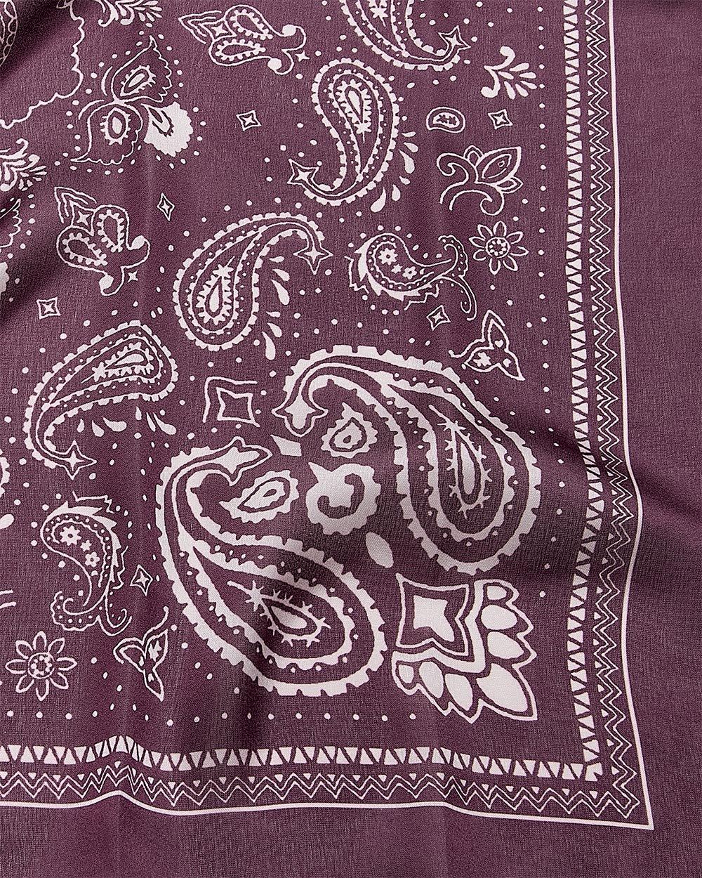 Square Satin Scarf with Paisley Pattern