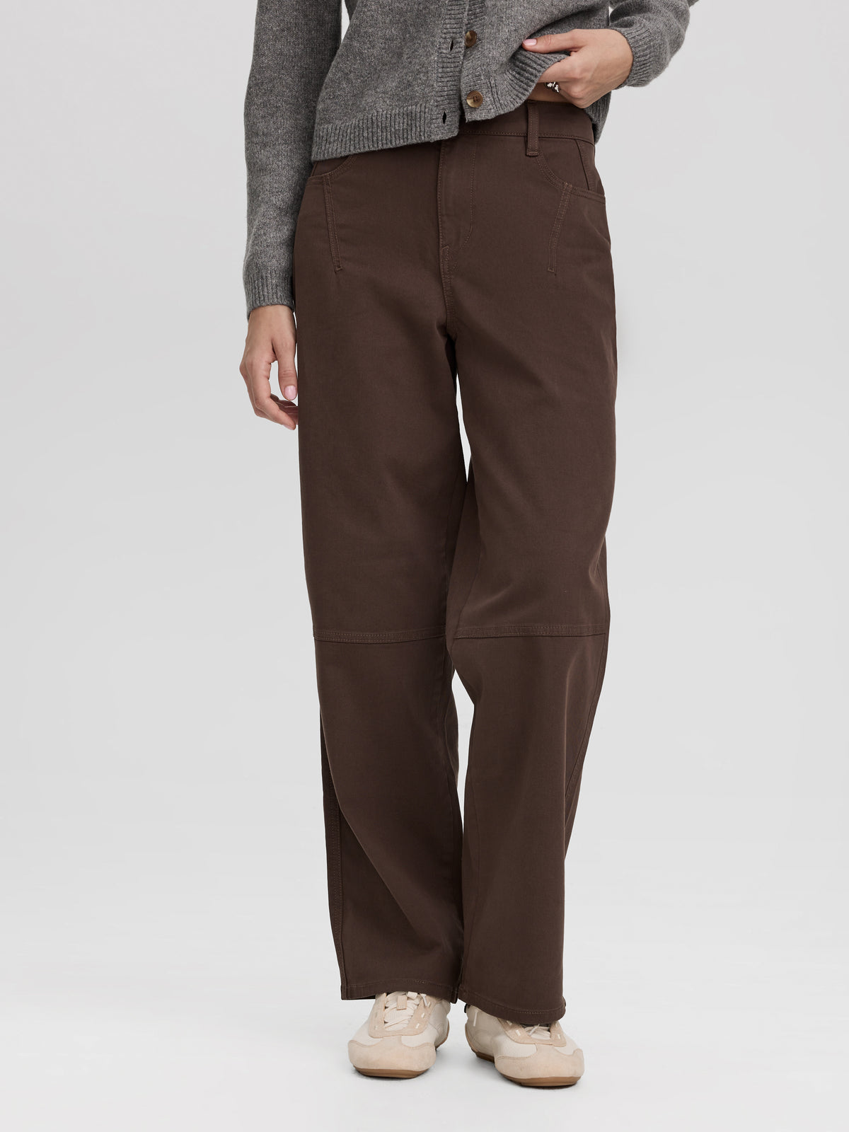 Mid-Rise Baggy Cotton Pants