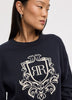 Long-Sleeve Crew-Neck Sweater with Embroidery