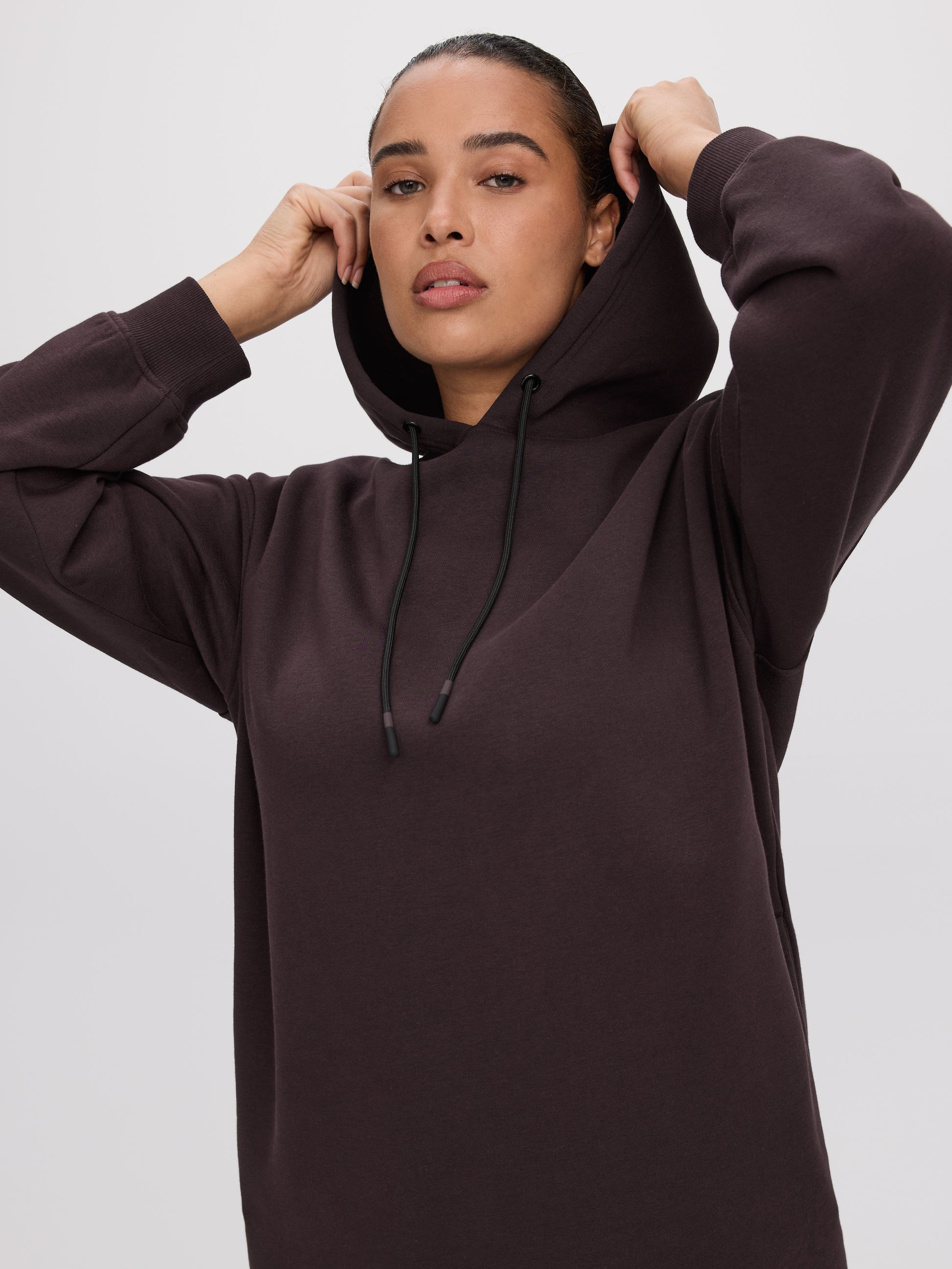 French Terry Hooded Midi Dress