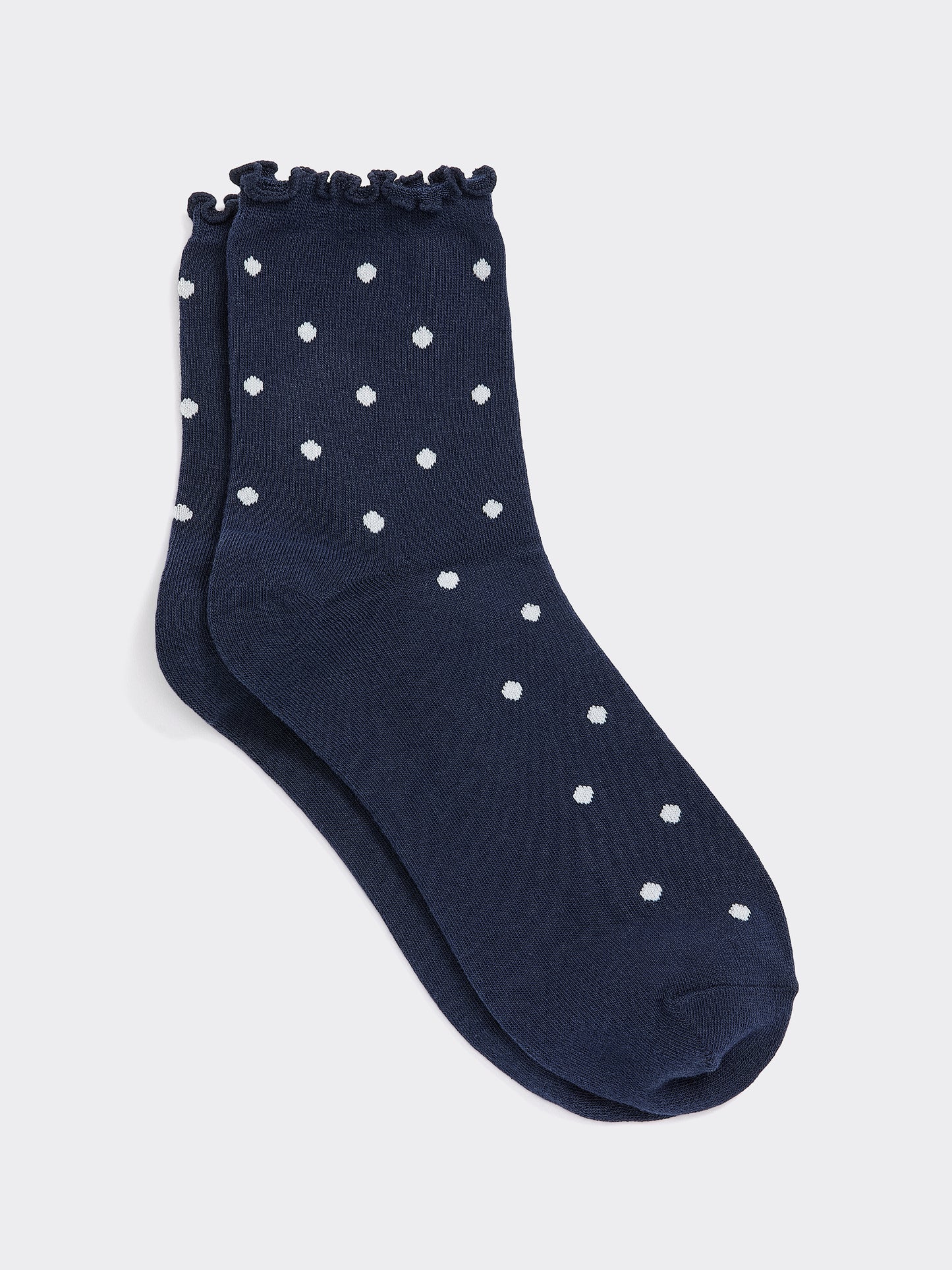 Dotted Anklet Socks with Ruffled Hems