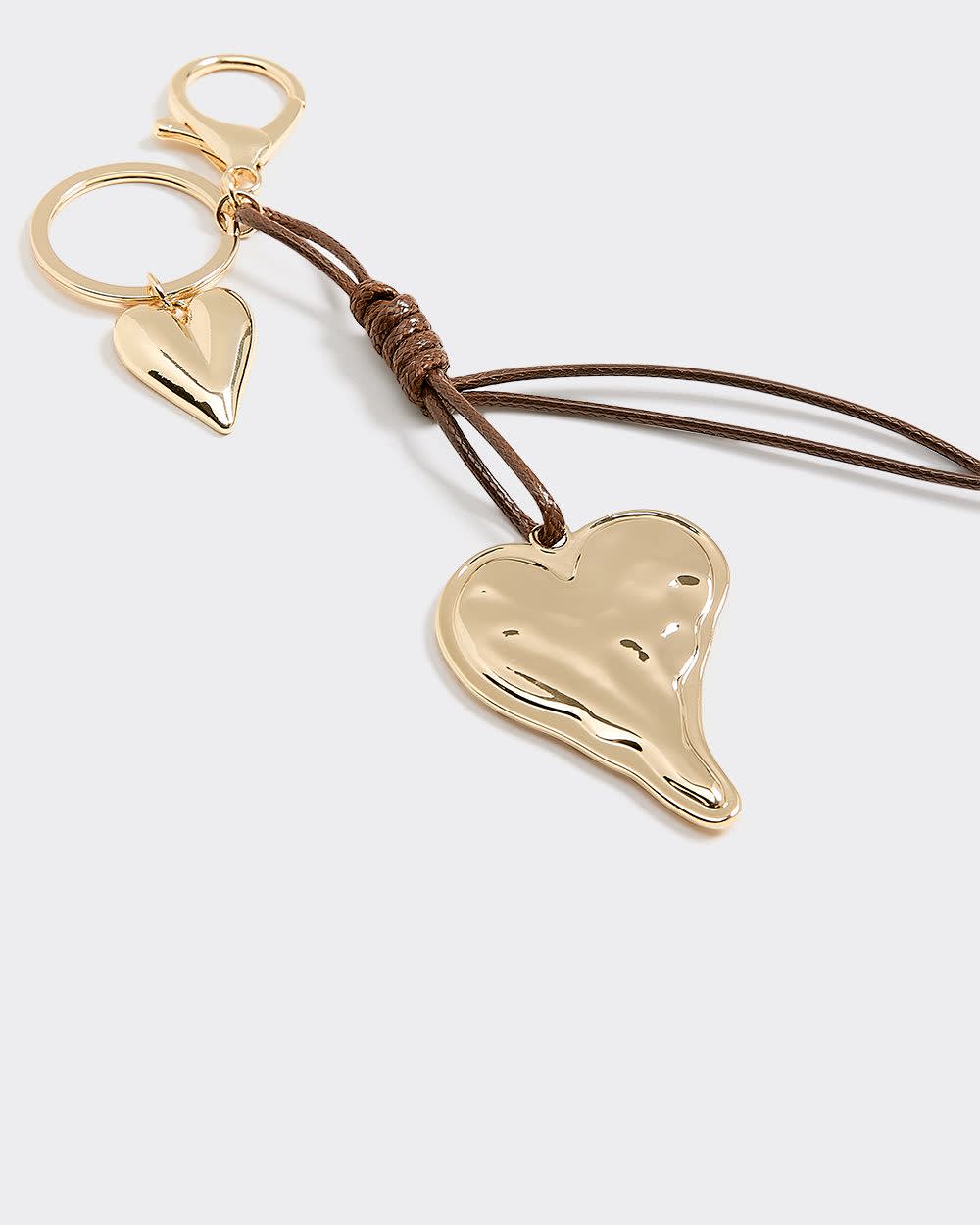 Cord Bag Charm with Metal Heart