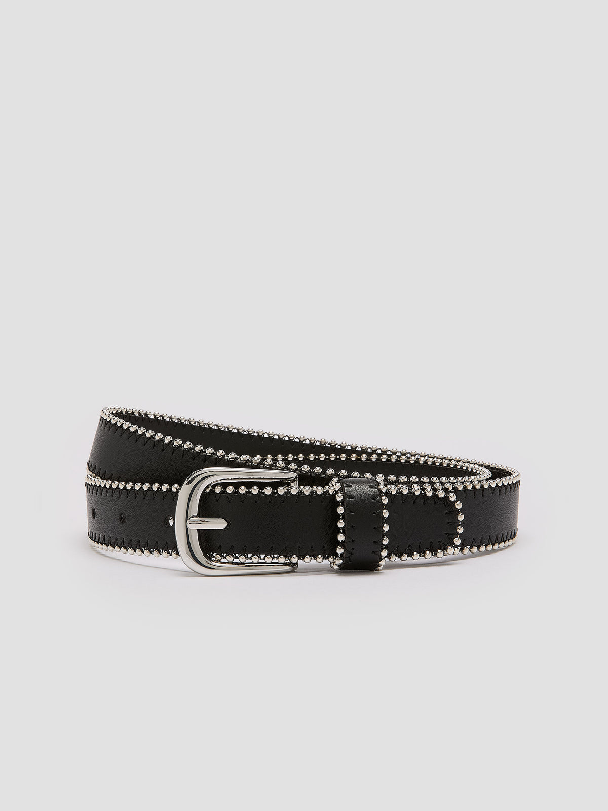 Ceinture en faux cuir avec bordures en billes