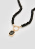 Carabiner Beaded Necklace with Black Stone