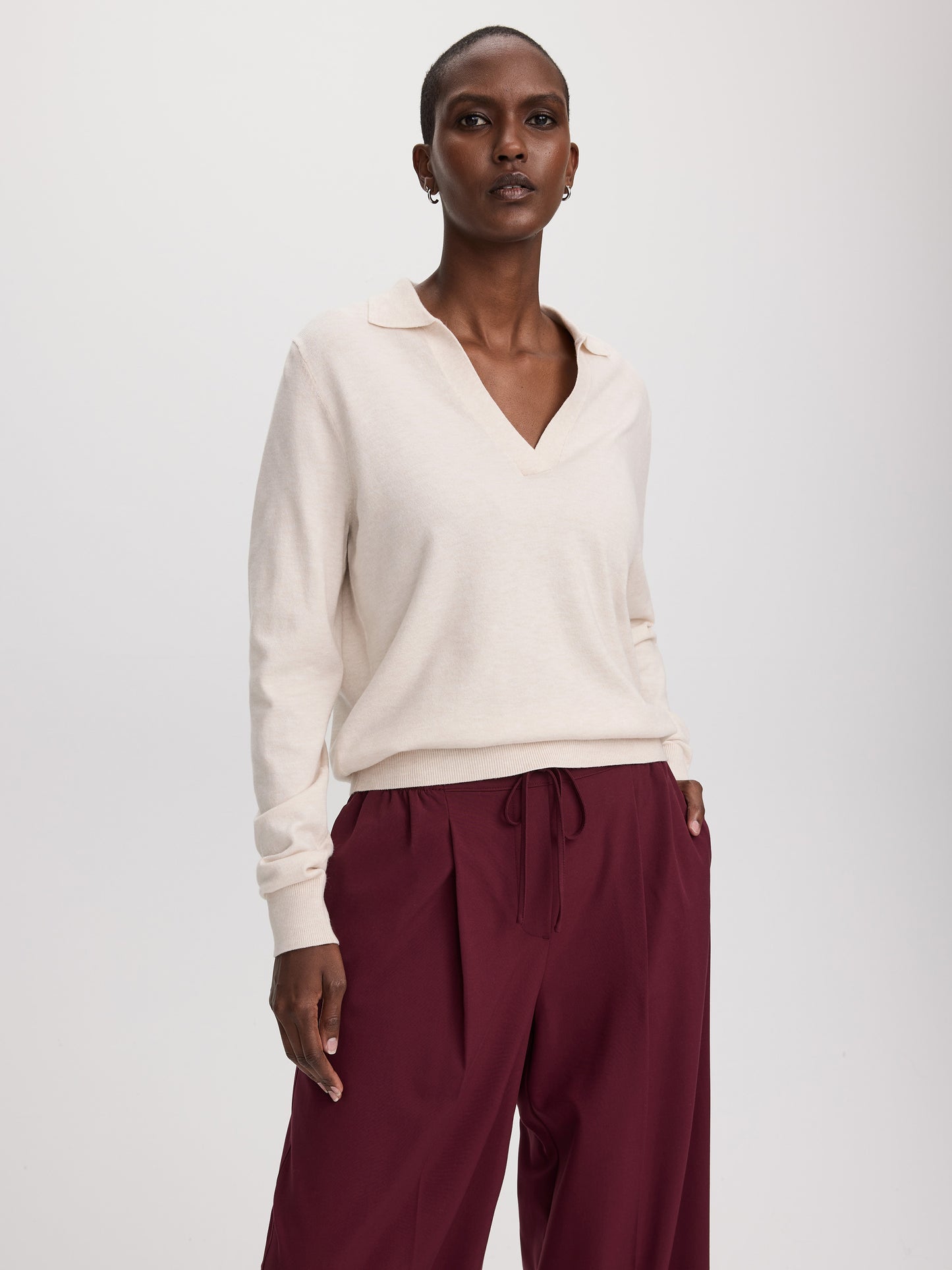 Long-Sleeve Sweater with Johnny Collar - R Essentials