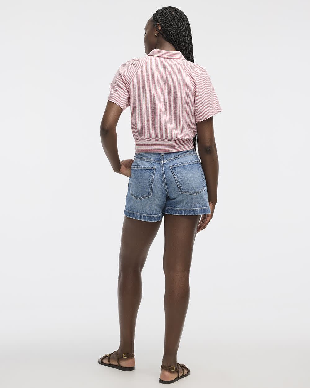 Short-Sleeve Shirt with Self-Tie Hem