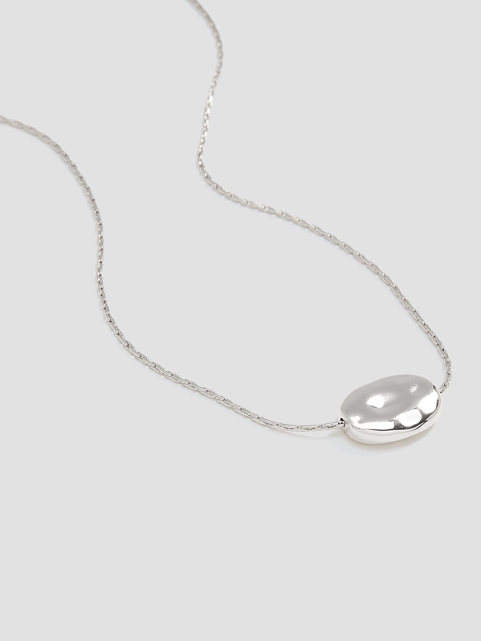 Short Necklace with Stainless Steel Textured Pendant