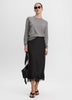 Satin Midi Skirt with Lace Trim