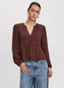 Long-Sleeve Split-Neck Blouse with Embroideries