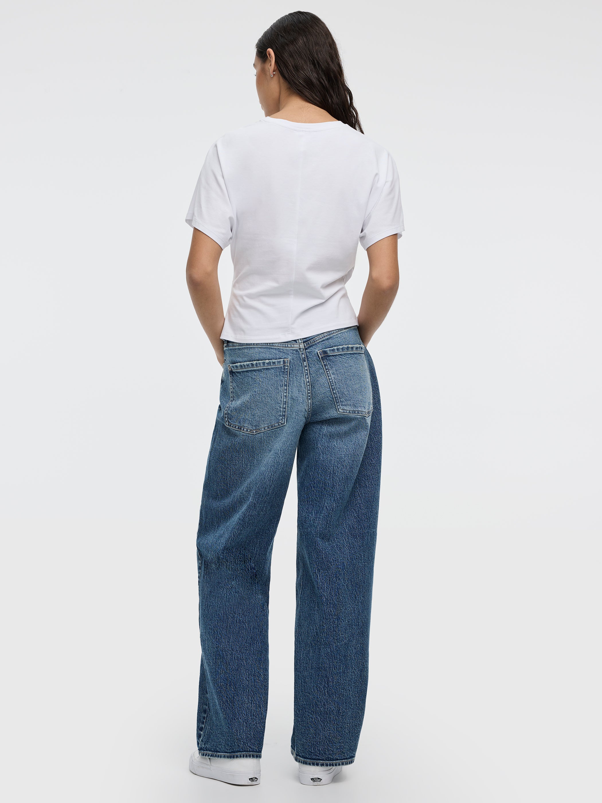 Short-Sleeve Crew-Neck Tee with Shirred Sides