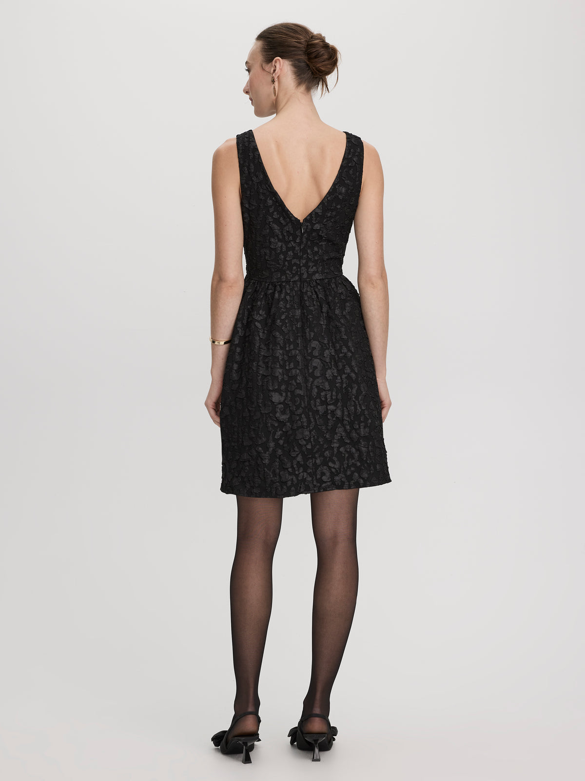 Sleeveless Boat-Neck Fit-and-Flare Mini Dress