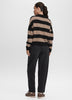 Striped Long-Sleeve Boxy Sweater with Johnny Collar