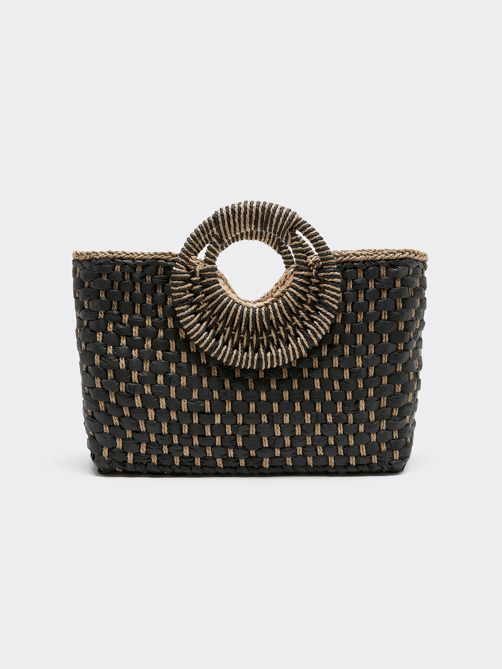 Two-Tone Straw Bag