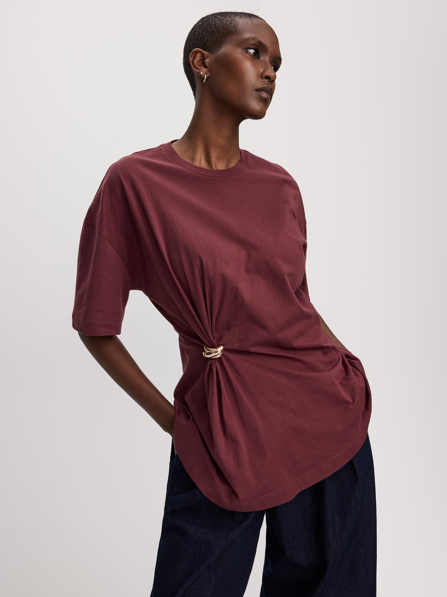 Crew-Neck T-Shirt with Metal Ring