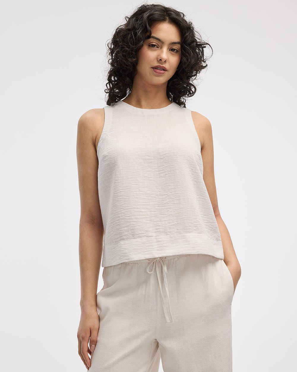 Sleeveless Crew-Neck Blouse