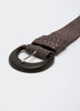 Elastic Straw Belt with Wooden Buckle