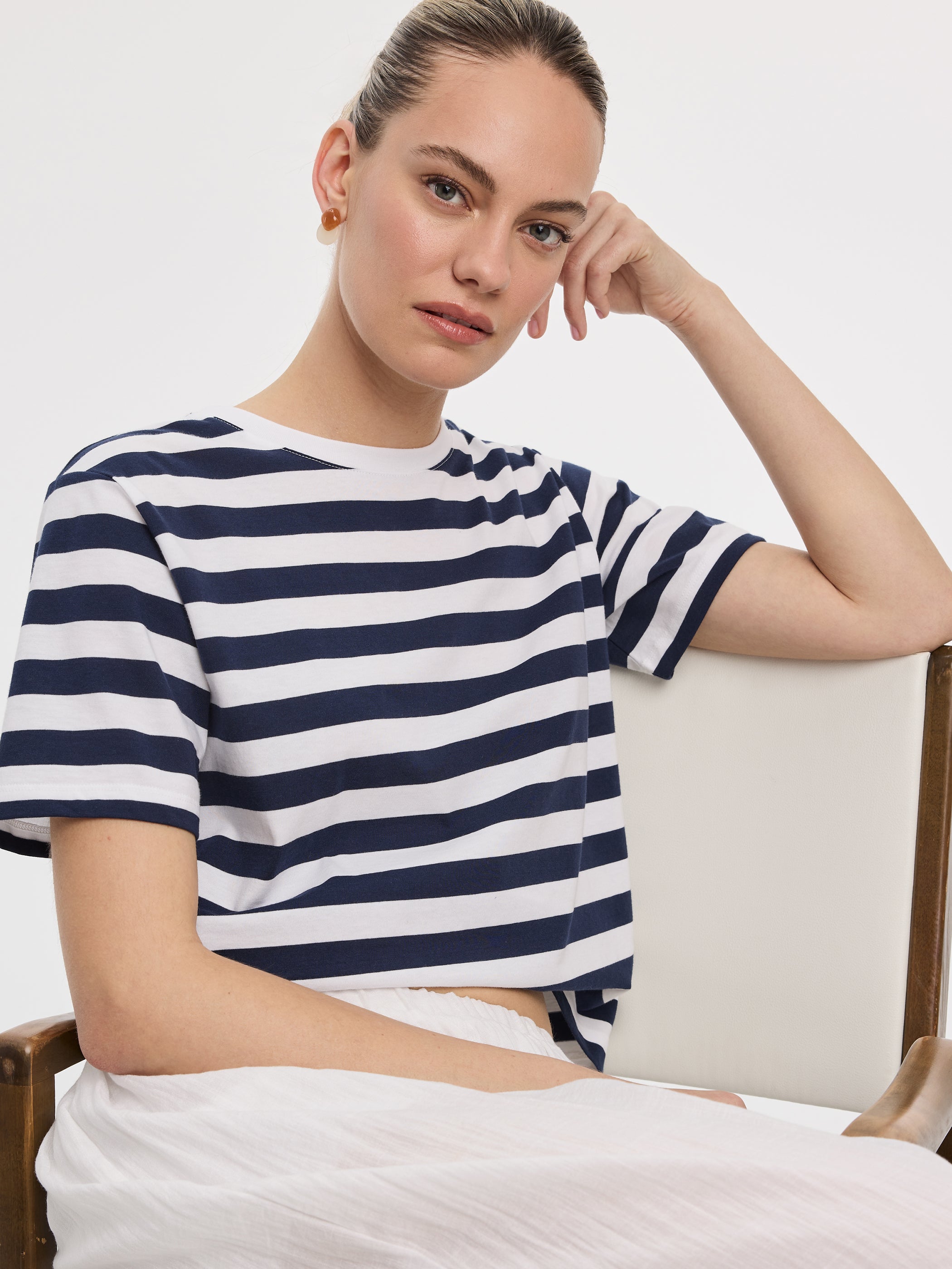 Striped Crew-Neck Boxy T-Shirt
