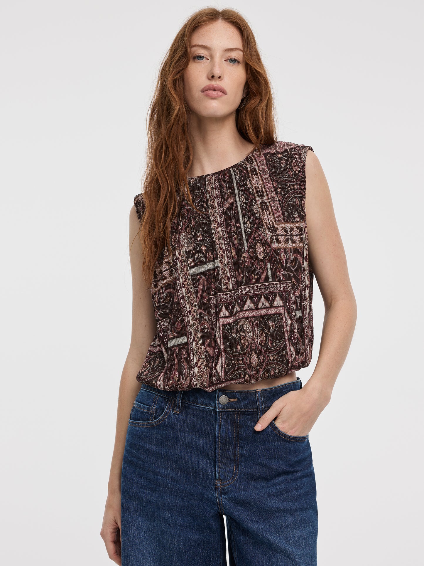 Crew-Neck Tank with Bubble Hem