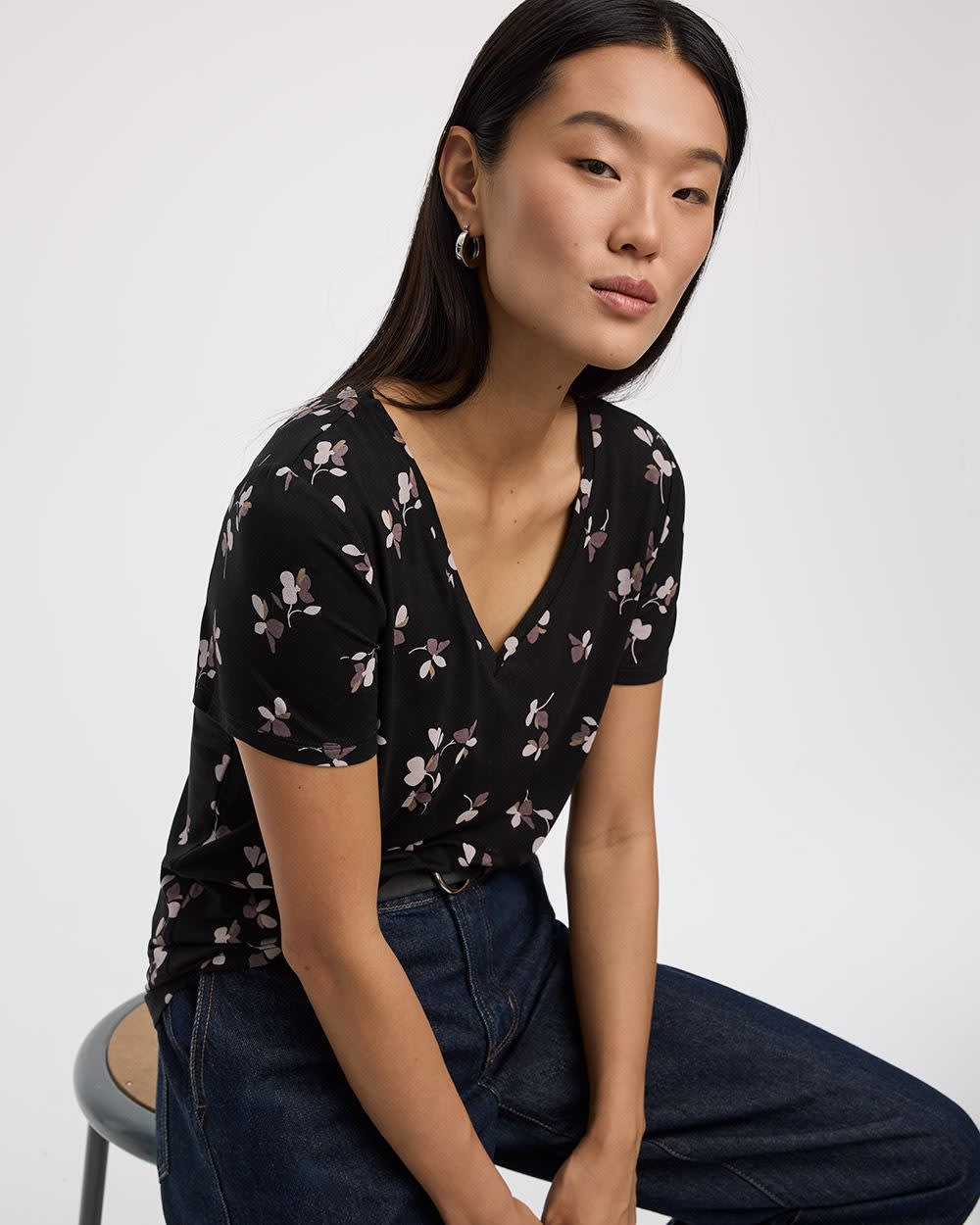 T-shirt à col V - R Essentiels