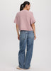 Cashmere-Blend Short-Sleeve Crew-Neck Loose Sweater