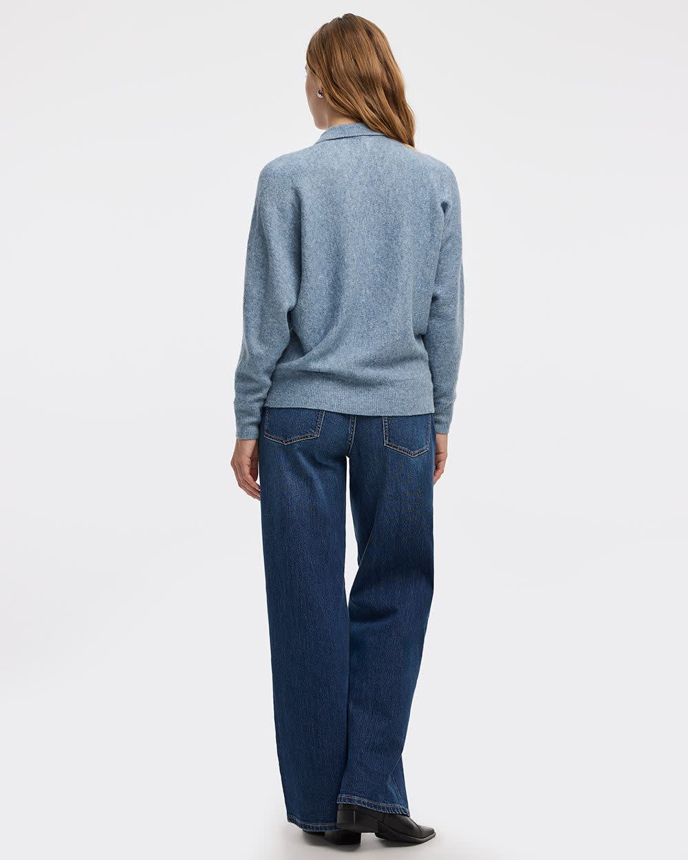 Long-Sleeve Sweater with Johnny Collar