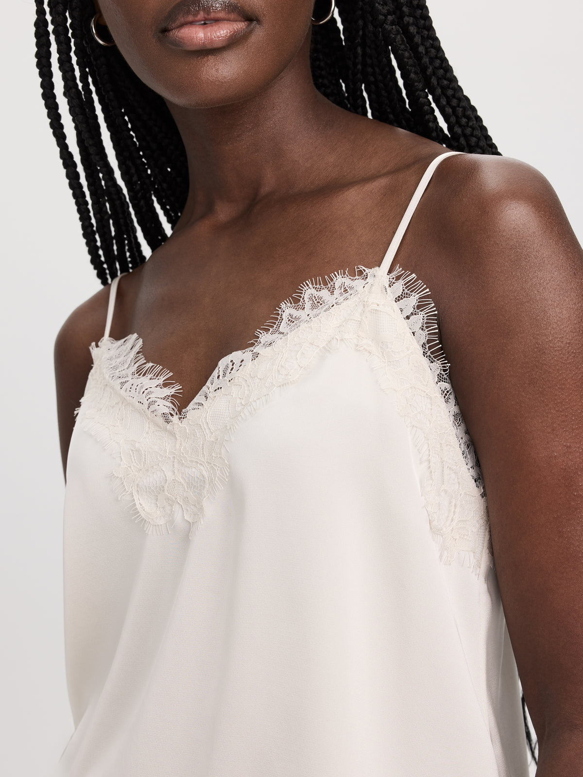 V-Neck Cami with Lace Trim