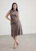 Sleeveless Midi Dress with Draped Neckline