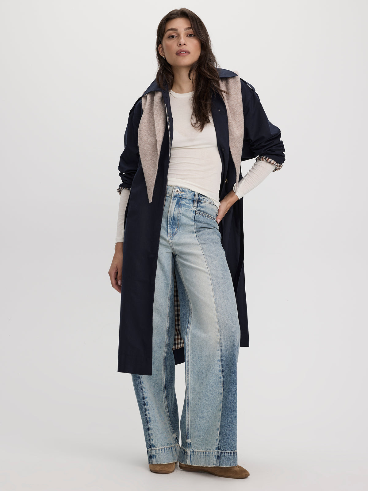 Wide-Leg High-Rise Jean with Elastic Waist
