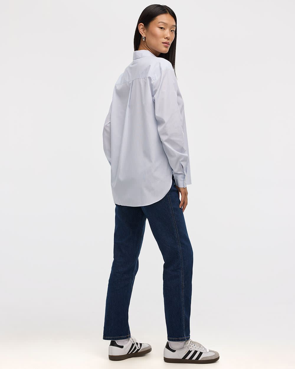 Striped Long-Sleeve Poplin Shirt with Chest Pocket - R Essentials