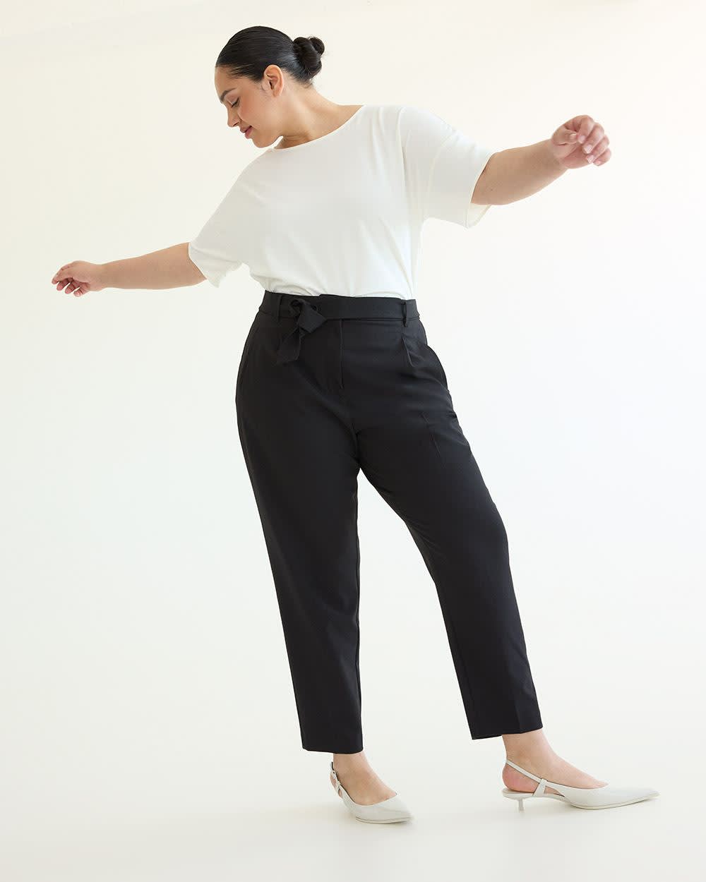 Tapered-Leg High-Rise Pant with Sash - Curvy Fit - The Timeless