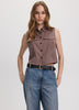 Sleeveless Buttoned-Down Blouse with Shirt Collar